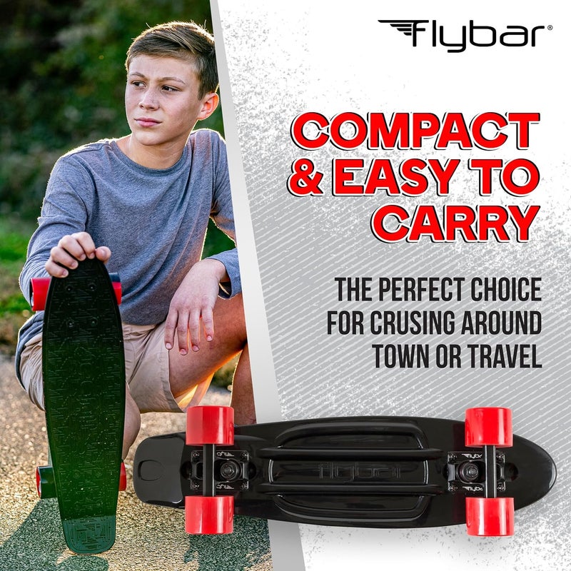 Flybar 22 Inch Kids Skateboard – Mini Cruiser Skateboards for Kids Ages 6-12, Outdoor Toys, Lightweight, Durable, Non-Slip Deck, ABEC-7 Bearings, Holds up to 175 lbs - Image 2